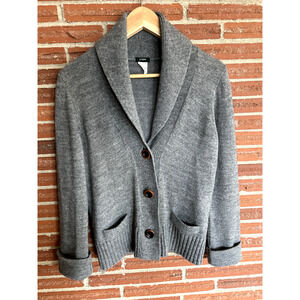 J Crew Wool Alpaca Blend Cardigan Gray Professor Button Blazer Academia Prep